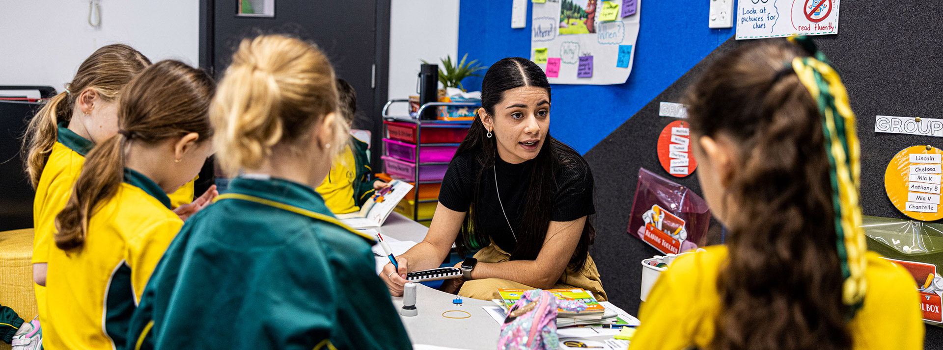 Teacher with students at Corpus Christi Catholic Primary School Cranebrook