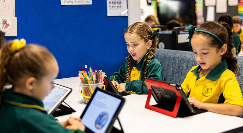 students on iPad at Corpus Christi Catholic Primary School Cranebrook