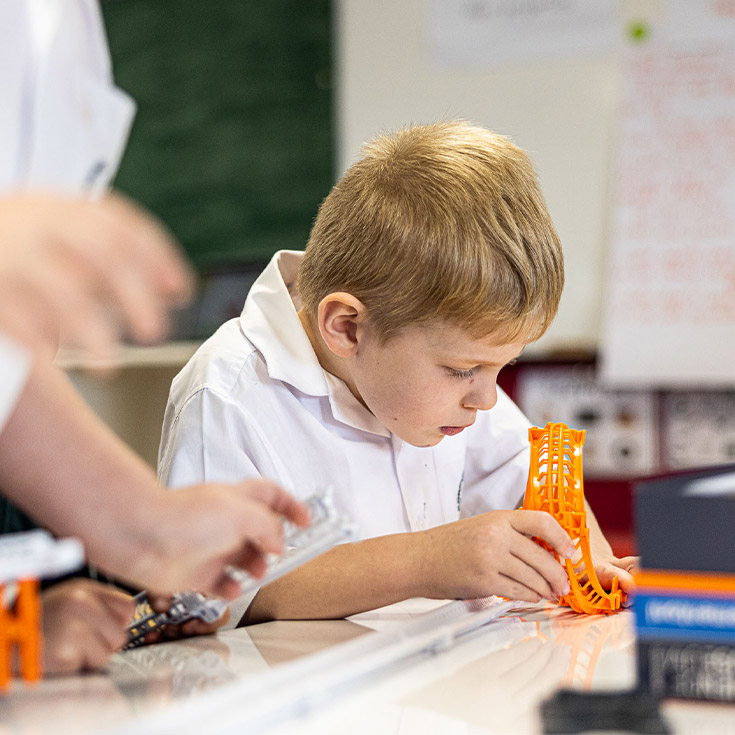 Student plays with lego at Corpus Christi Catholic Primary School Cranebrook