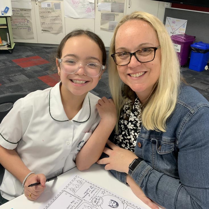 Corpus Christi Cranebrook mum and daughter in class